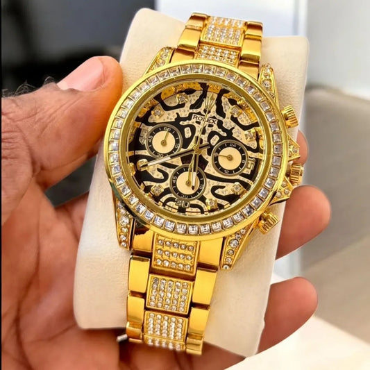 Elegant Steel Master Tiger Gold Chain Watch