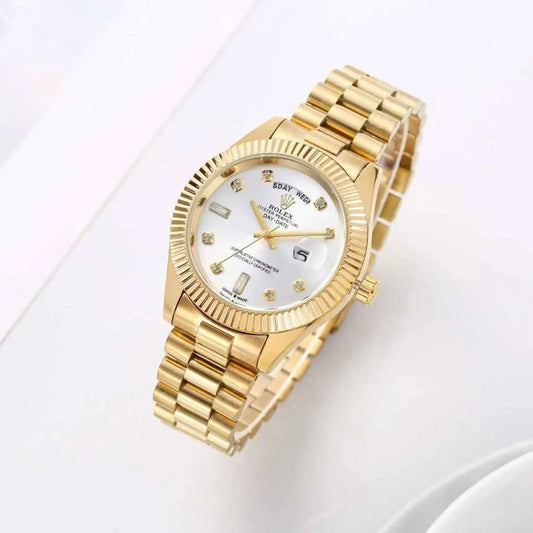 Day Date Gold/White S-Diamond Watch