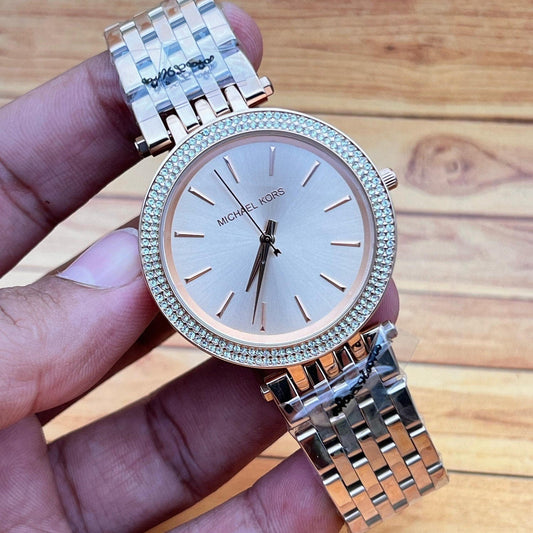 Two-Tone Watch With Crystal Accents With Sleek Design